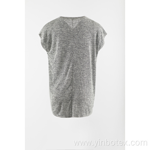 Novelty grey short sleeve cap sleeve pullover